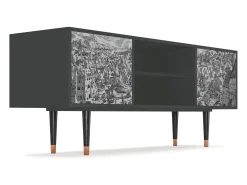 Móvel De Tv* Mueble de TV - 170х69х48 cm - T2 - Bird Dropping, Antracite Cinza antracite