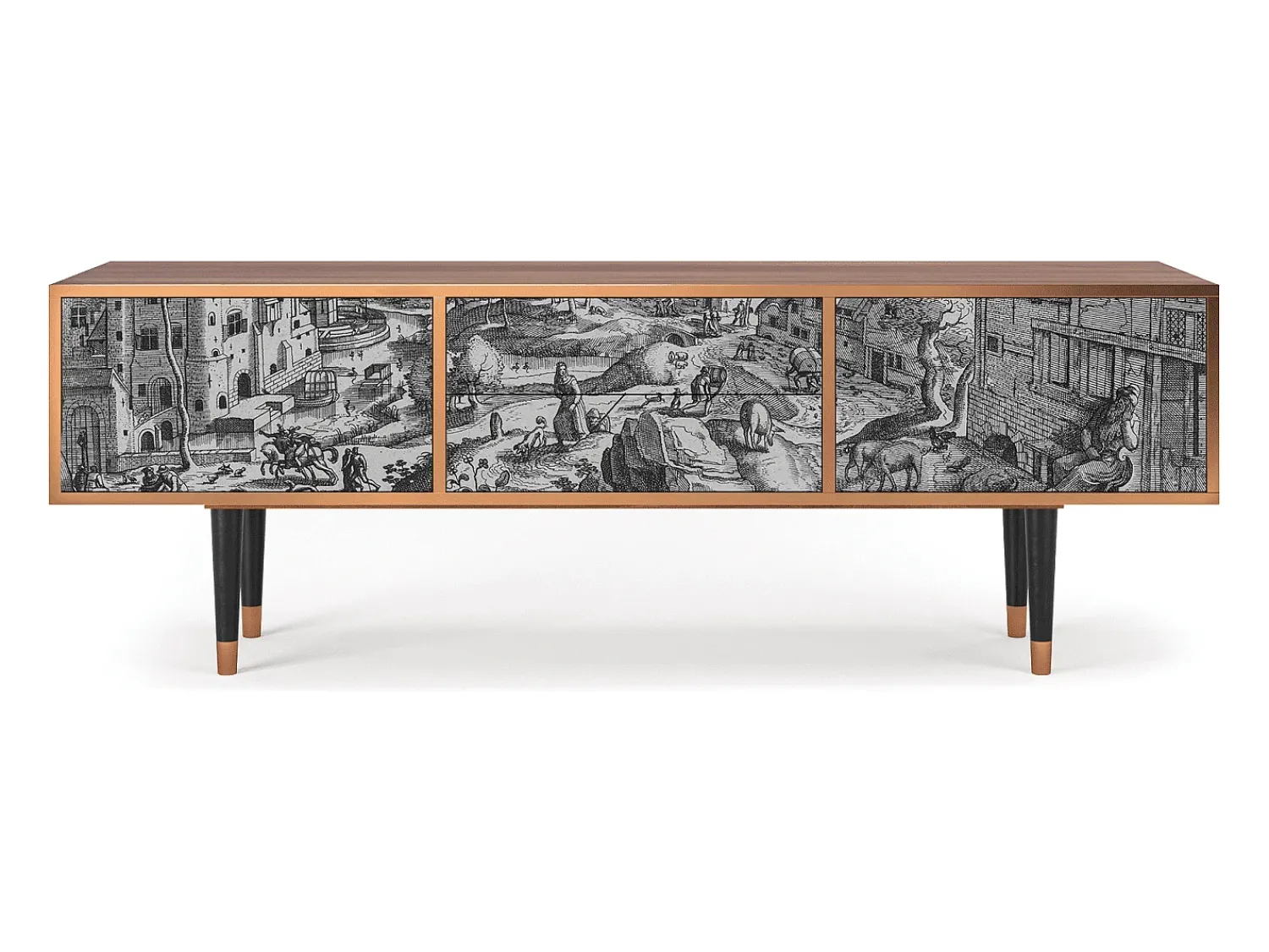 Móvel De Tv| Mueble de TV - 170х59х48 cm - T4 - Bird Dropping, Nogueira Castanho