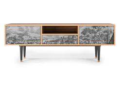 Móvel De Tv* Mueble de TV - 170х59х41 cm - T6 - Bird Dropping, Nogueira Castanho