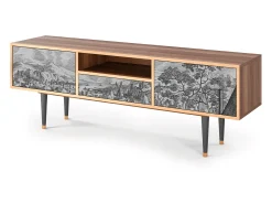 Móvel De Tv* Mueble de TV - 170х59х41 cm - T6 - Bird Dropping, Nogueira Castanho