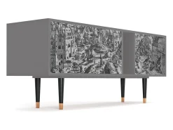 New Mueble de TV - 170х69х48 cm - T1 - Bird Dropping, Cinza Cinzento