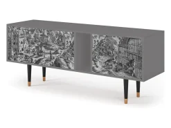 New Mueble de TV - 170х69х48 cm - T1 - Bird Dropping, Cinza Cinzento