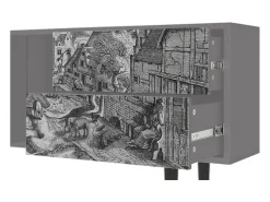 New Mueble de TV - 170х69х48 cm - T1 - Bird Dropping, Cinza Cinzento