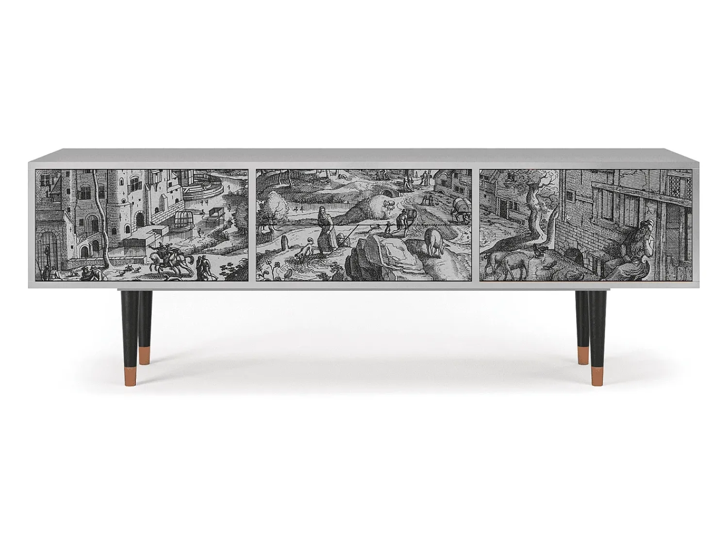 Móvel De Tv* Mueble de TV - 170х59х48 cm - T4 - Bird Dropping, Cinza Cinzento