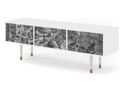 Mueble de TV - 170х59х48 cm - T4 - Bird Dropping, Branco Bege