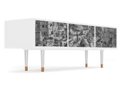Mueble de TV - 170х59х48 cm - T4 - Bird Dropping, Branco Bege