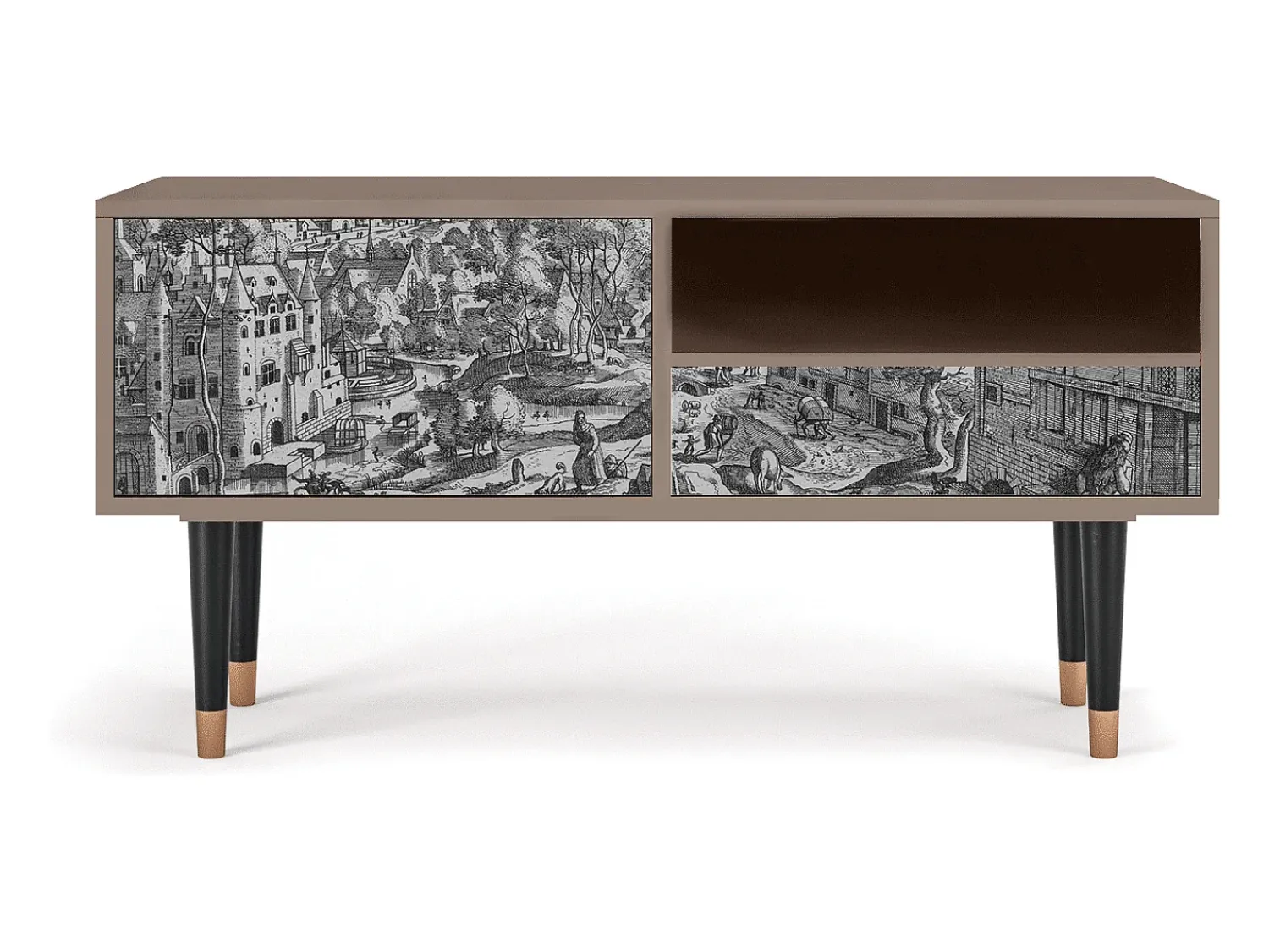 Móvel De Tv| Mueble de TV - 115х59х48 cm - T3 - Bird Dropping, Latte Bege