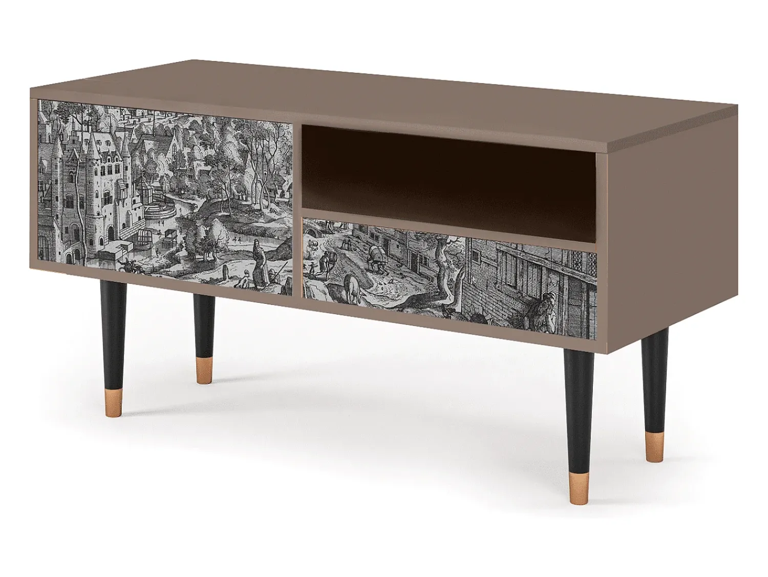 Móvel De Tv| Mueble de TV - 115х59х48 cm - T3 - Bird Dropping, Latte Bege