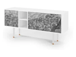 Clearance Mueble de TV - 150х69х41 cm - T5 - Bird Dropping, Branco Bege