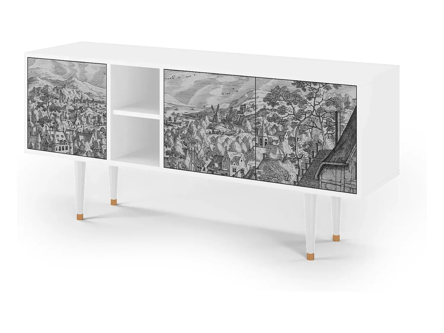 Clearance Mueble de TV - 150х69х41 cm - T5 - Bird Dropping, Branco Bege
