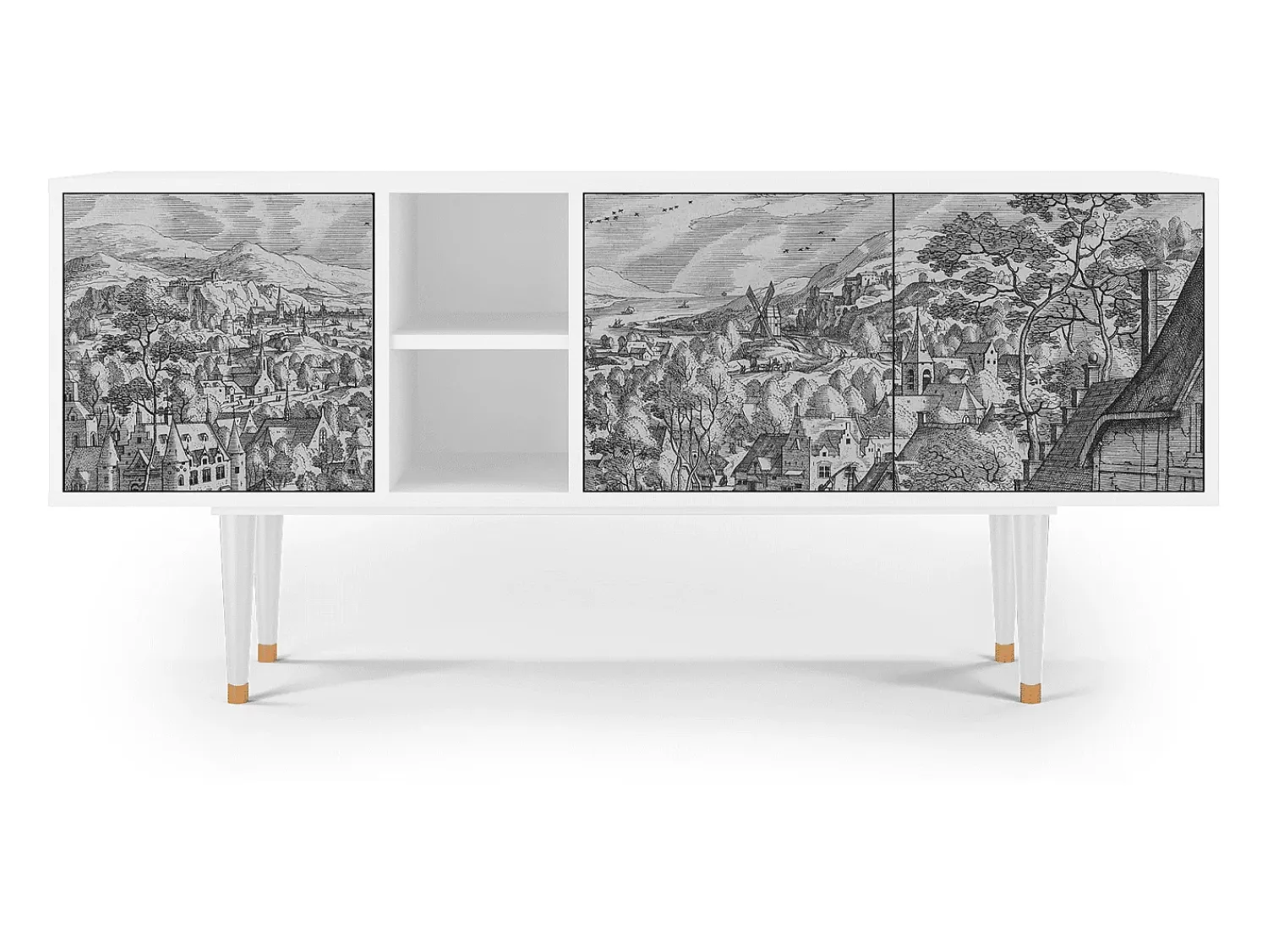 Clearance Mueble de TV - 150х69х41 cm - T5 - Bird Dropping, Branco Bege
