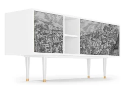 Clearance Mueble de TV - 150х69х41 cm - T5 - Bird Dropping, Branco Bege