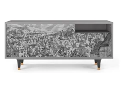 Mueble de TV - 125х56х41 cm - T7 - Bird Dropping, Cinza^ Móvel De Tv