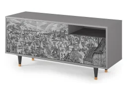 Mueble de TV - 125х56х41 cm - T7 - Bird Dropping, Cinza^ Móvel De Tv