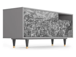 Mueble de TV - 125х56х41 cm - T7 - Bird Dropping, Cinza^ Móvel De Tv
