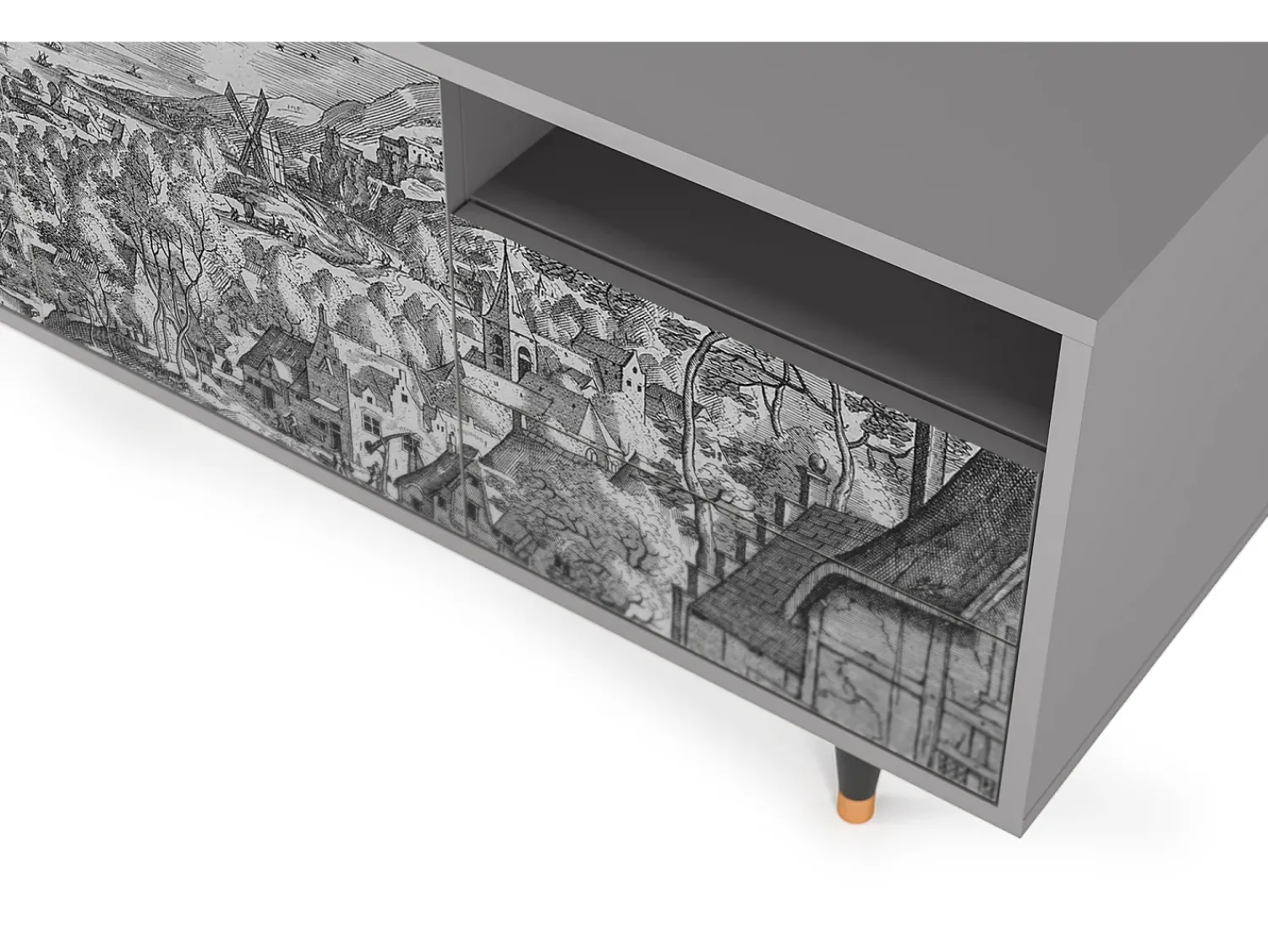 Mueble de TV - 125х56х41 cm - T7 - Bird Dropping, Cinza^ Móvel De Tv
