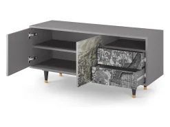 Mueble de TV - 125х56х41 cm - T7 - Bird Dropping, Cinza^ Móvel De Tv