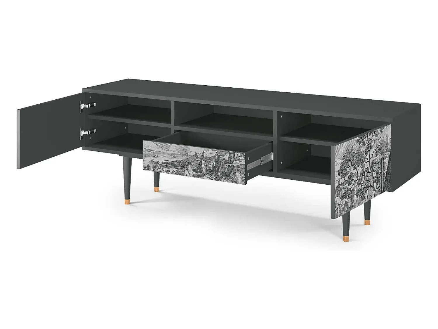 Mueble de TV - 170х59х41 cm - T6 - Bird Dropping, Antracite^ Móvel De Tv