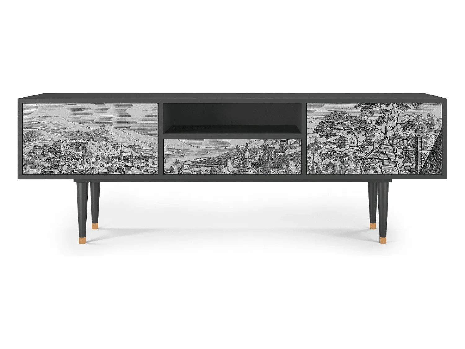 Mueble de TV - 170х59х41 cm - T6 - Bird Dropping, Antracite^ Móvel De Tv