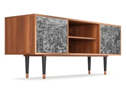 Hot Mueble de TV - 170х69х48 cm - T2 - Bird Dropping, Nogueira Castanho