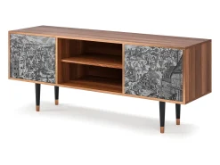 Hot Mueble de TV - 170х69х48 cm - T2 - Bird Dropping, Nogueira Castanho