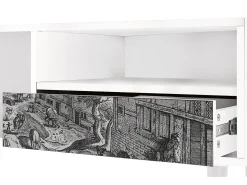 Móvel De Tv* Mueble de TV - 115х59х48 cm - T3 - Bird Dropping, Branco Bege
