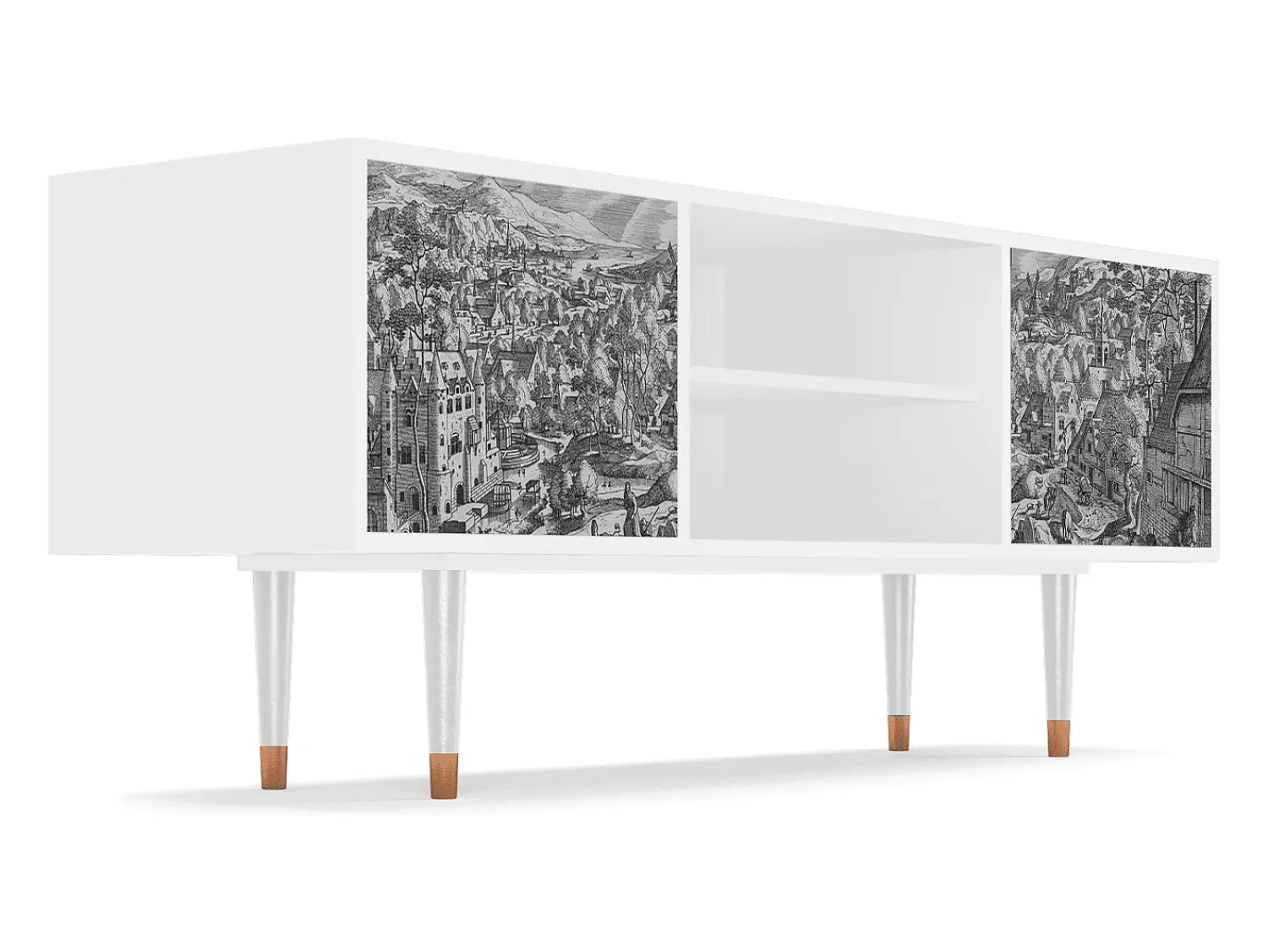 Mueble de TV - 170х69х48 cm - T2 - Bird Dropping, Branco Bege