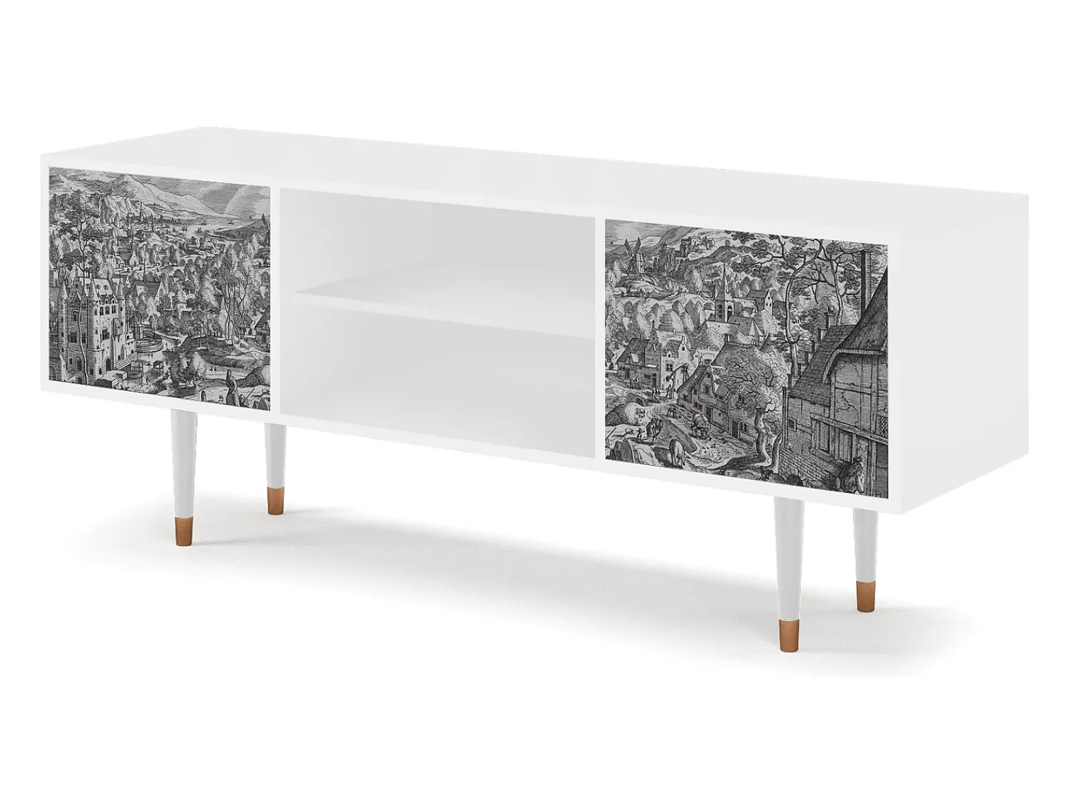 Mueble de TV - 170х69х48 cm - T2 - Bird Dropping, Branco Bege