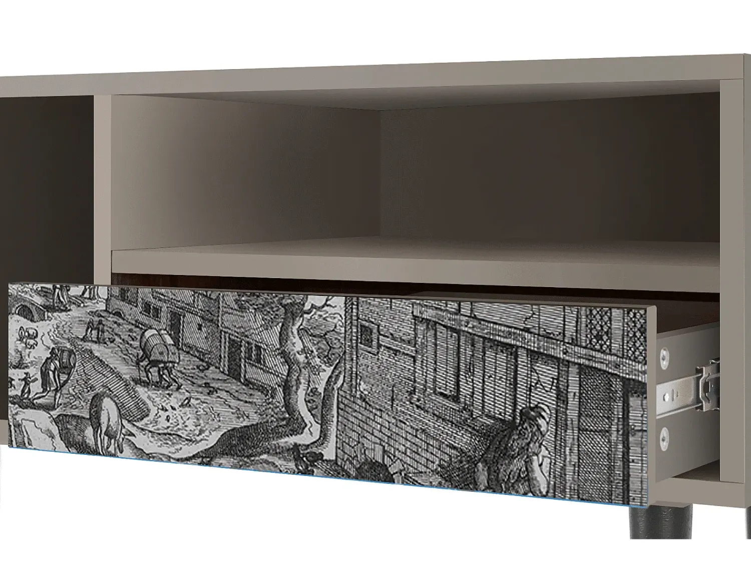 Clearance Mueble de TV - 115х59х48 cm - T3 - Bird Dropping, Areia Bege