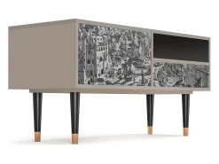 Clearance Mueble de TV - 115х59х48 cm - T3 - Bird Dropping, Areia Bege