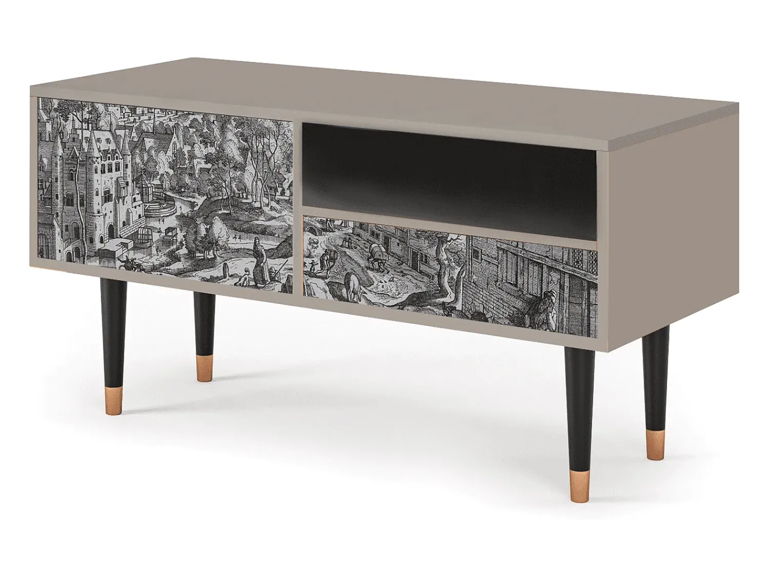 Clearance Mueble de TV - 115х59х48 cm - T3 - Bird Dropping, Areia Bege