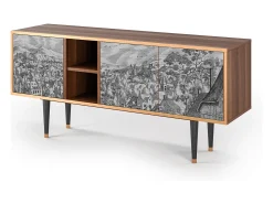 Móvel De Tv| Mueble de TV - 150х69х41 cm - T5 - Bird Dropping, Nogueira Castanho