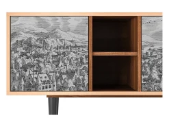 Móvel De Tv| Mueble de TV - 150х69х41 cm - T5 - Bird Dropping, Nogueira Castanho
