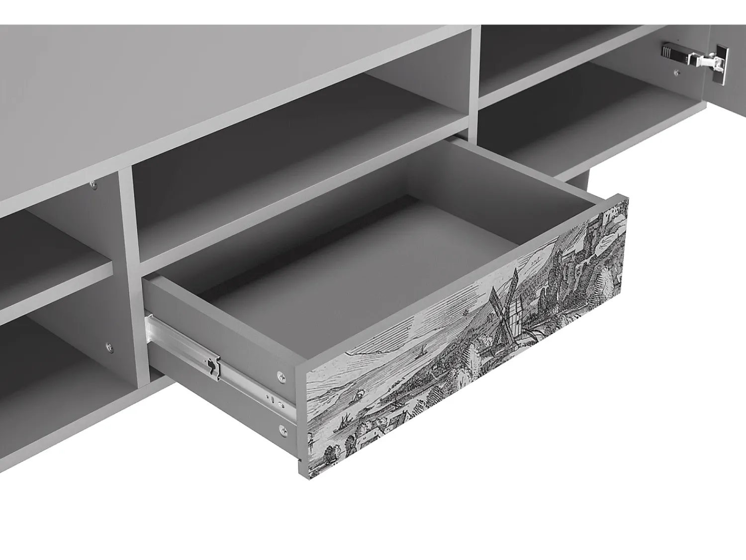 Móvel De Tv| Mueble de TV - 170х59х41 cm - T6 - Bird Dropping, Cinza Cinzento