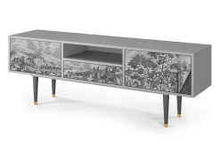 Móvel De Tv| Mueble de TV - 170х59х41 cm - T6 - Bird Dropping, Cinza Cinzento
