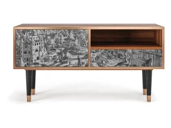 Móvel De Tv* Mueble de TV - 115х59х48 cm - T3 - Bird Dropping, Nogueira Castanho