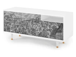 Online Mueble de TV - 125х56х41 cm - T7 - Bird Dropping, Branco Bege