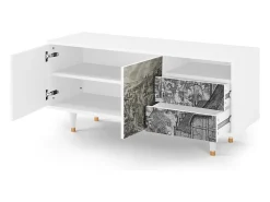 Online Mueble de TV - 125х56х41 cm - T7 - Bird Dropping, Branco Bege