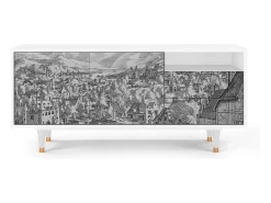 Online Mueble de TV - 125х56х41 cm - T7 - Bird Dropping, Branco Bege