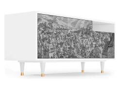 Online Mueble de TV - 125х56х41 cm - T7 - Bird Dropping, Branco Bege