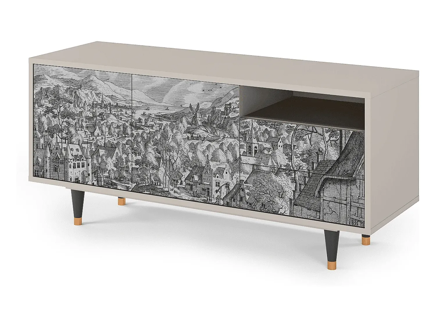 Discount Mueble de TV - 125х56х41 cm - T7 - Bird Dropping, Areia Bege