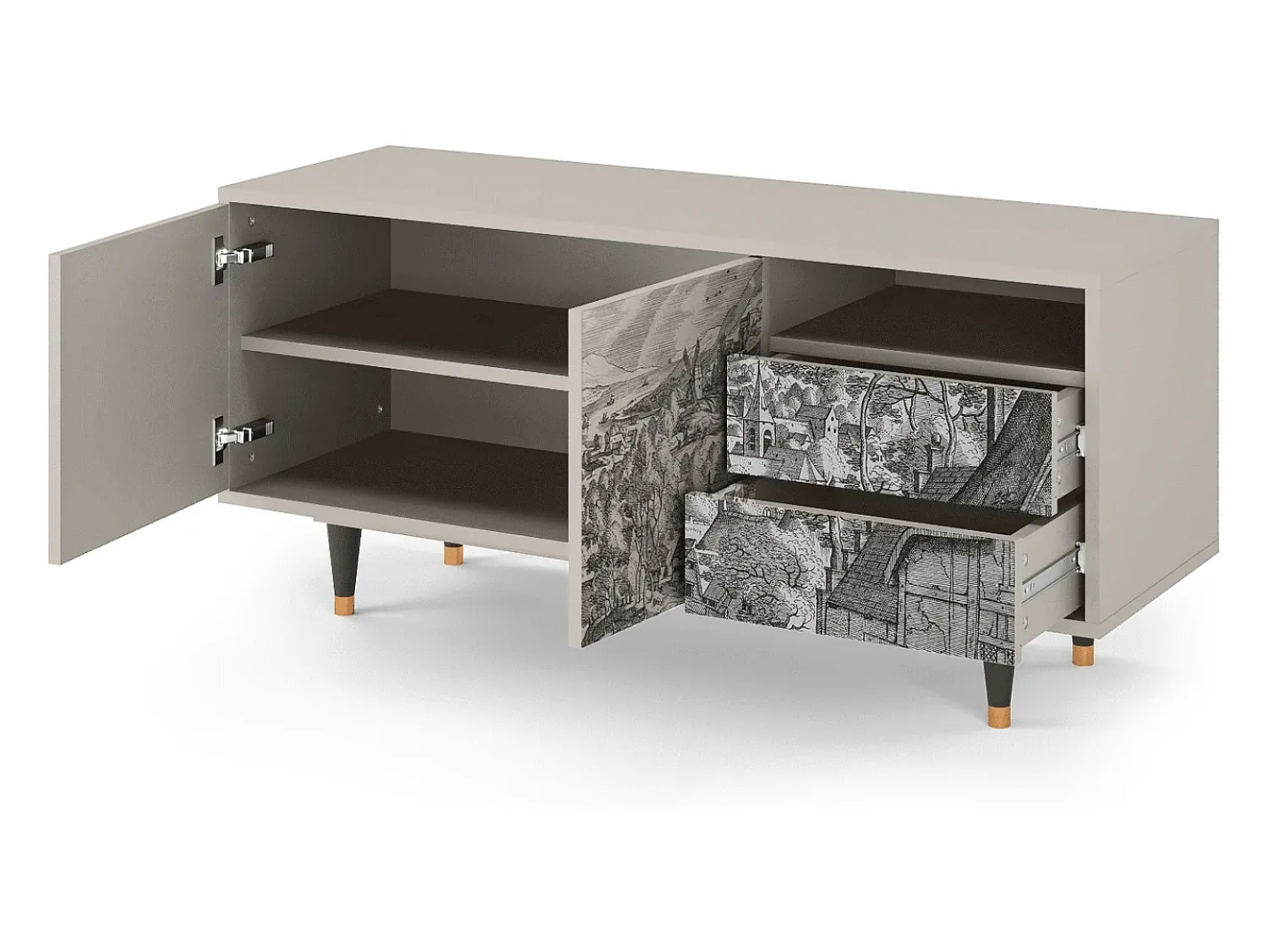 Discount Mueble de TV - 125х56х41 cm - T7 - Bird Dropping, Areia Bege