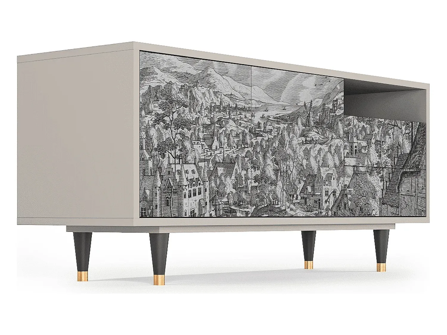 Discount Mueble de TV - 125х56х41 cm - T7 - Bird Dropping, Areia Bege