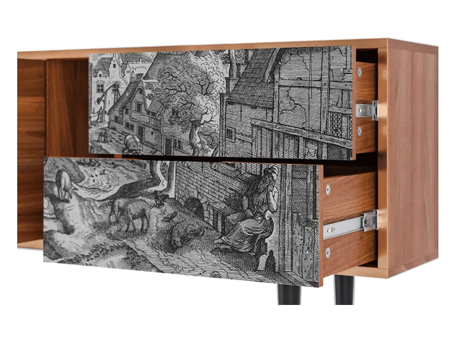 Mueble de TV - 170х69х48 cm - T1 - Bird Dropping, Nogueira^ Móvel De Tv