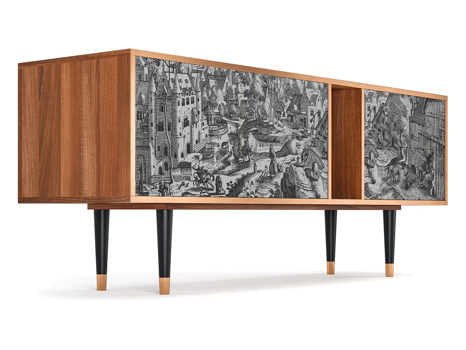 Mueble de TV - 170х69х48 cm - T1 - Bird Dropping, Nogueira^ Móvel De Tv