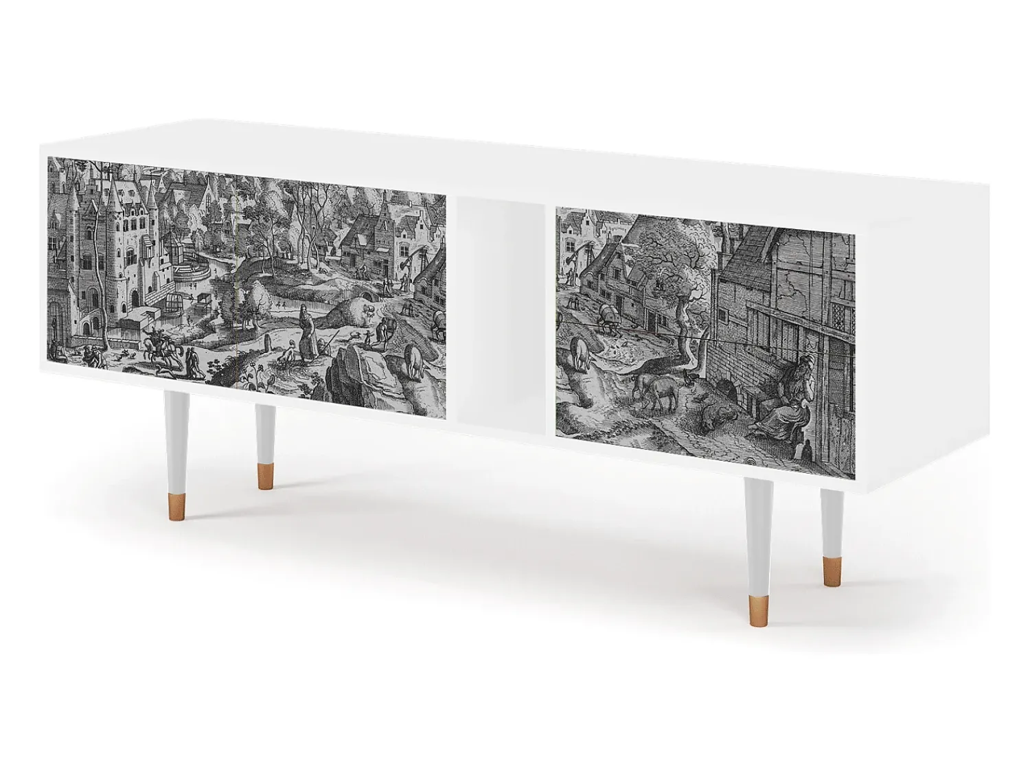 Discount Mueble de TV - 170х69х48 cm - T1 - Bird Dropping, Branco Bege