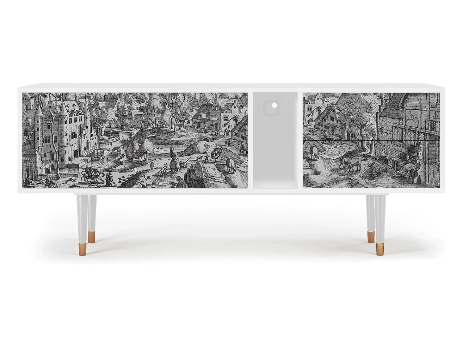 Discount Mueble de TV - 170х69х48 cm - T1 - Bird Dropping, Branco Bege