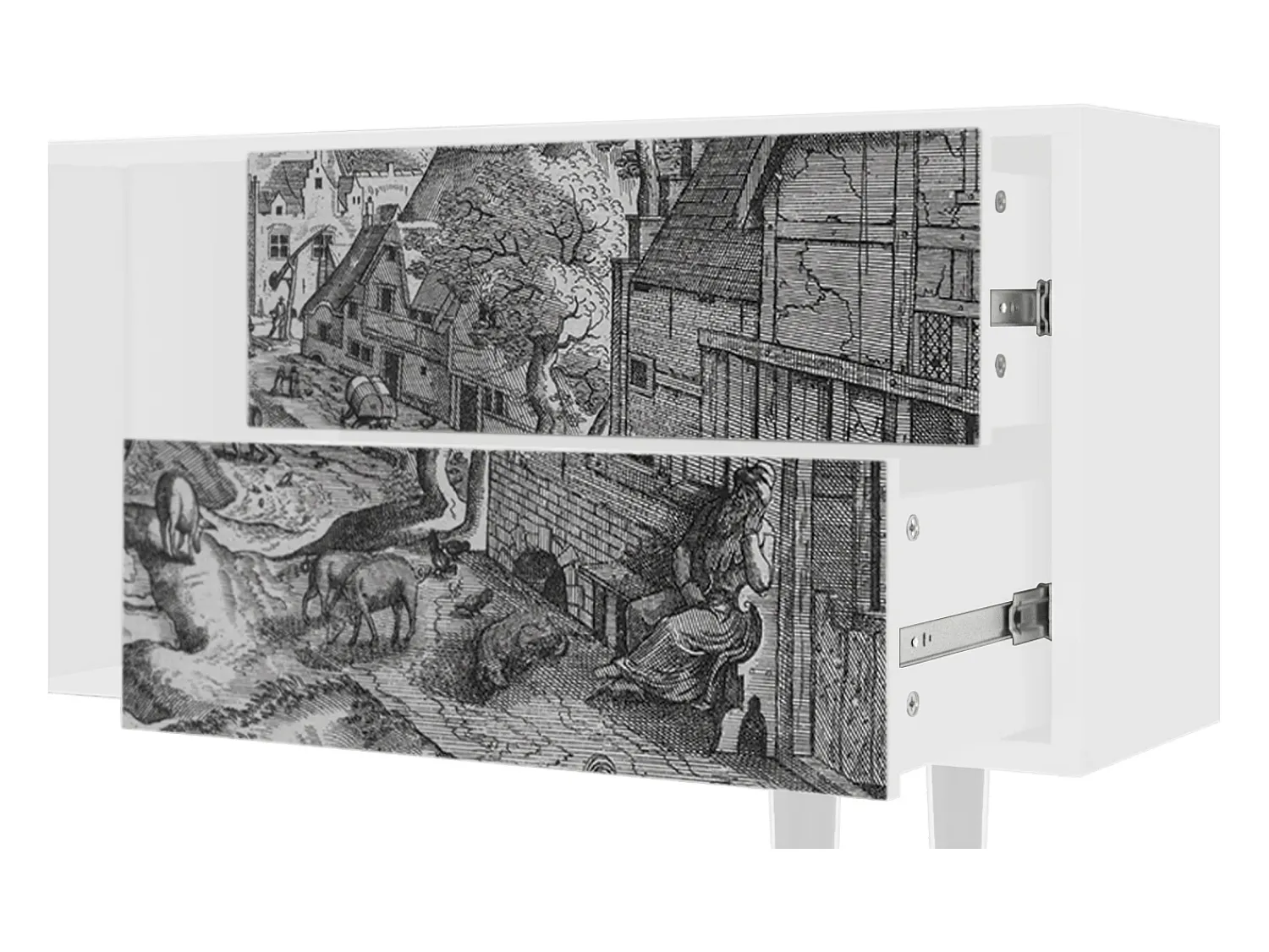 Discount Mueble de TV - 170х69х48 cm - T1 - Bird Dropping, Branco Bege
