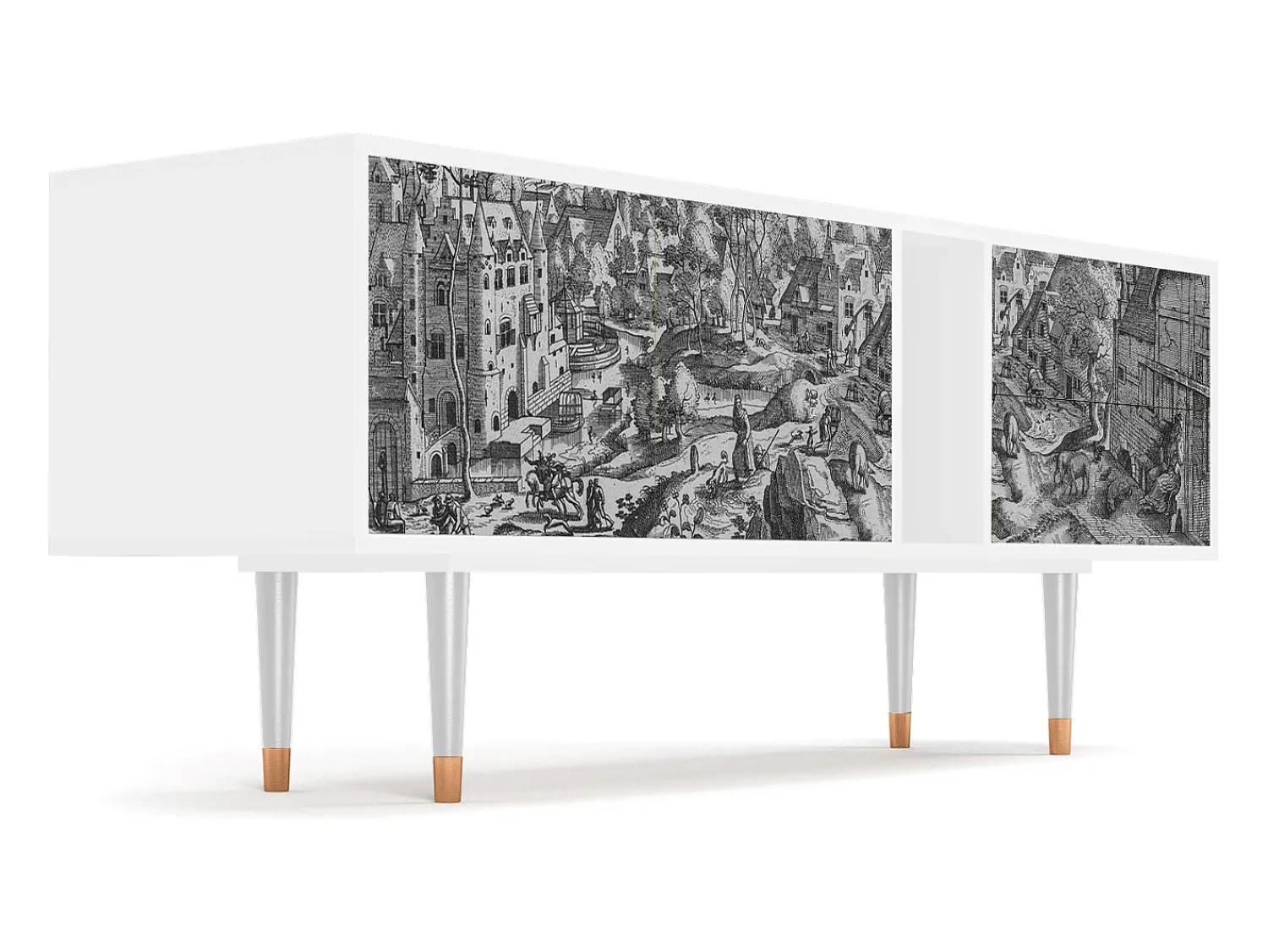 Discount Mueble de TV - 170х69х48 cm - T1 - Bird Dropping, Branco Bege