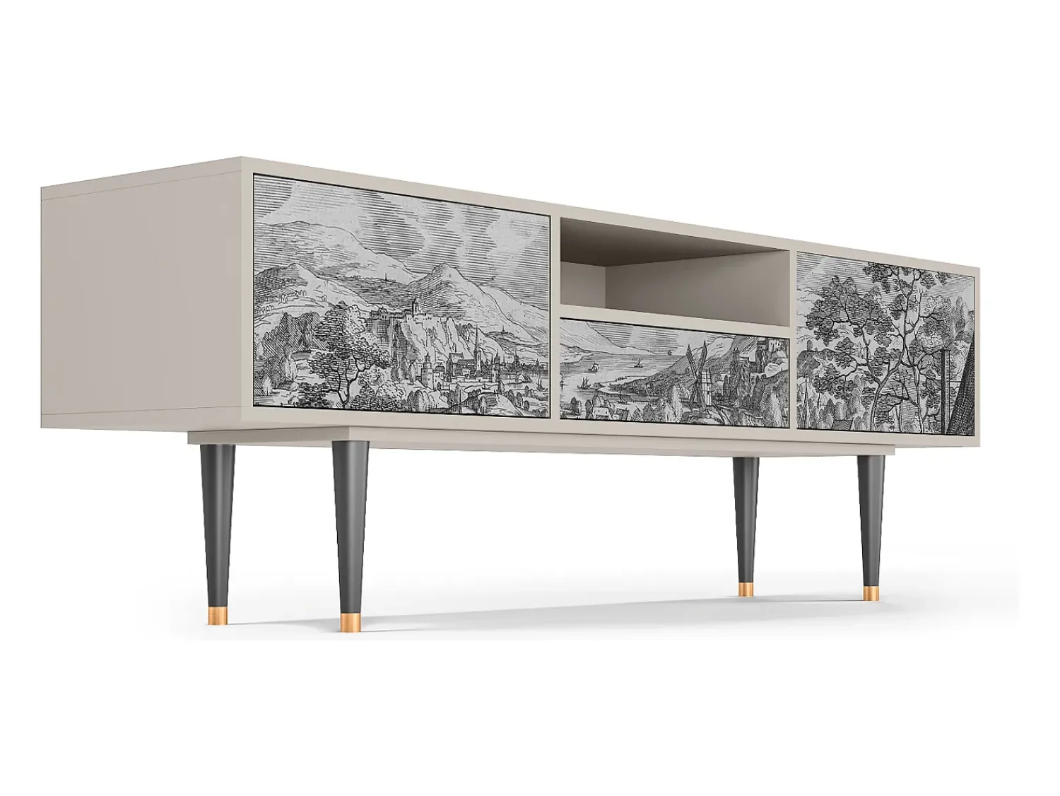 Móvel De Tv| Mueble de TV - 170х59х41 cm - T6 - Bird Dropping, Areia Bege